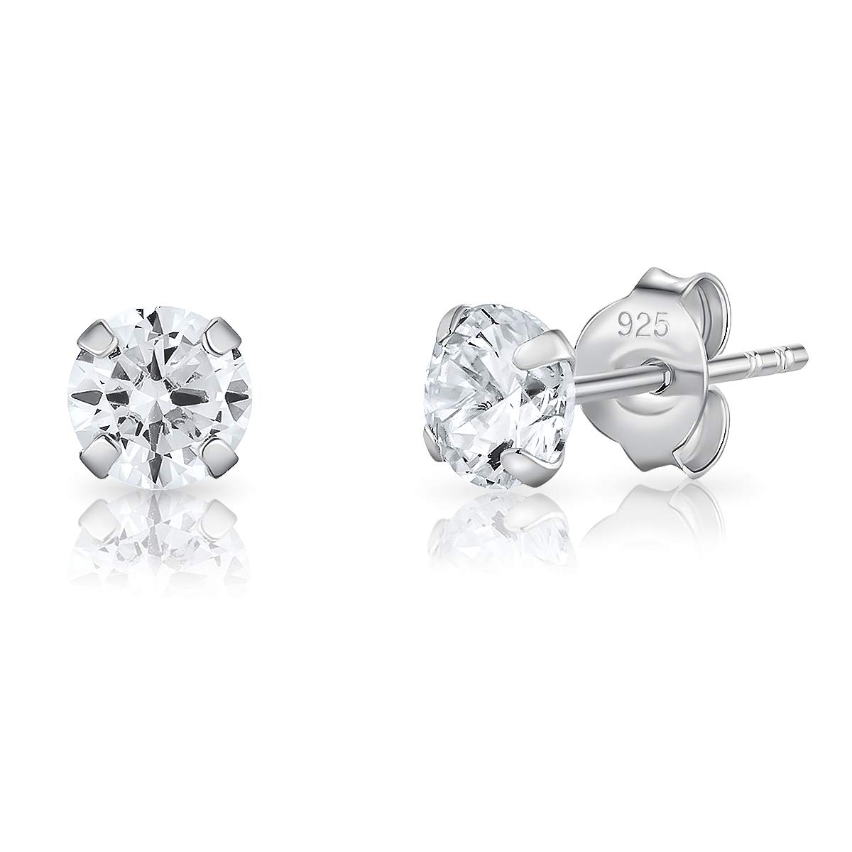 DTPsilver Pendientes Circonita Plata - Pendientes Mujer Plata de Ley 925 - Pendientes Brillantes Mujer - Pendientes Plata de Ley 925 - Aretes de Plata - Pendientes Hombre Diamante - Aretes de Plata Mujer