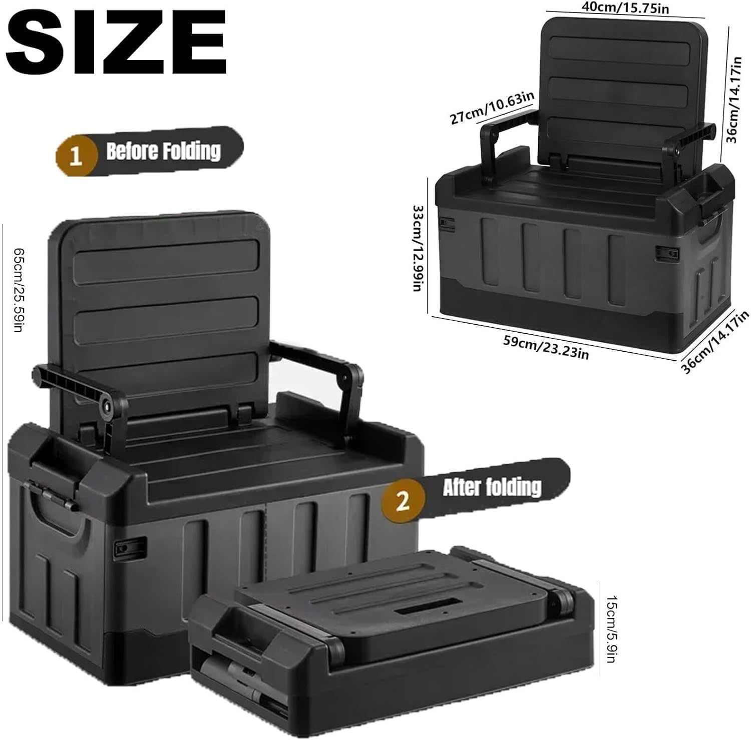 Car Storage Box Organizer for Tesla Cybertruck 2024, Outdoor Storage Box, Camping Seat Boxes, Multifunctional Fishing Box, Auto Trunk Box,Black