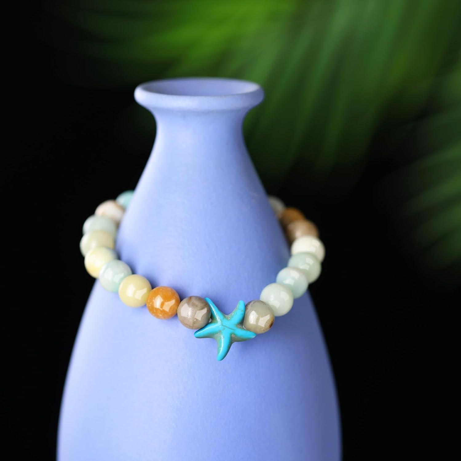 Hicarer 10 Pieces Beads Bracelet Natural Stone Elastic Friendship Bracelet for Women Men - Image 4