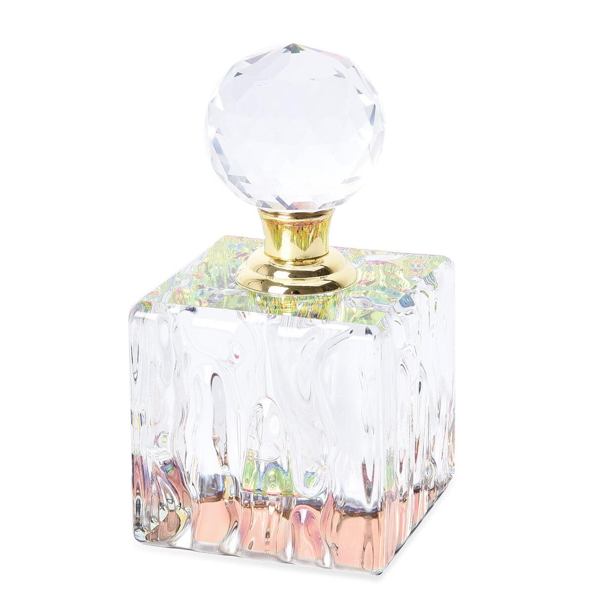 Carved Crystal Refillable Unique Pretty Perfume Bottle with Colourful Base favourite essence Cylindrical Shape Size 12x6 mm