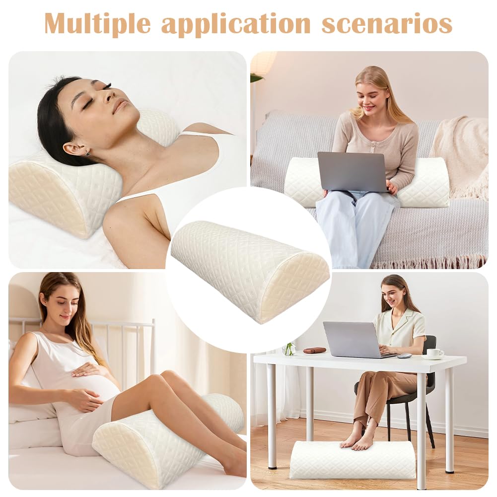 Halbrundes Nackenrollen, Ergonomisches Halbrundes Kissen, Lagerungsrolle Halbrund aus Memory-Schaum mit Waschbarer Polyesterbezug, Stützt Nacken, Knie, Seitenschläfer, für Unterwegs Hause