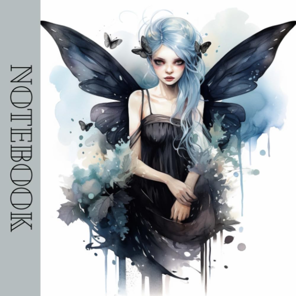 Gothic Fairy Watercolor Square Notebook - 8.5x8.5 Inches, 100 Wide Ruled Lined Pages - Fairycore Goth Aesthetic: Notepad For School, Work & Creative Writing