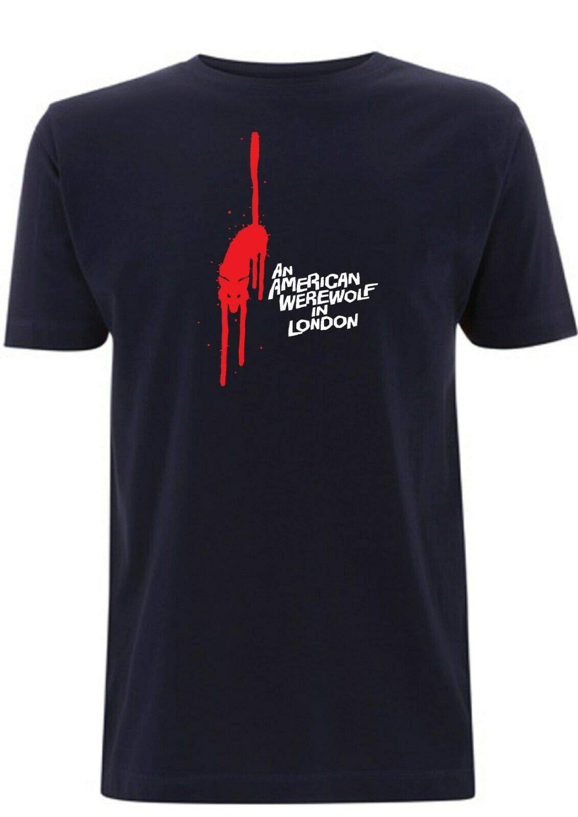 Time 4 Tee Men's Navy Blue An American Werewolf In London T Shirt Horror Movie Poster Inspired Wolfman Wolf (X Large, )