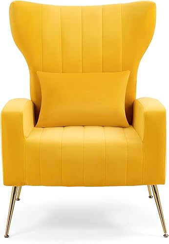 Miniatura 136 de Sillas modernas para sala de estar, sillón de terciopelo con almohada lumbar, sillas de dormitorio con respaldo alto, silla de tocador, silla de