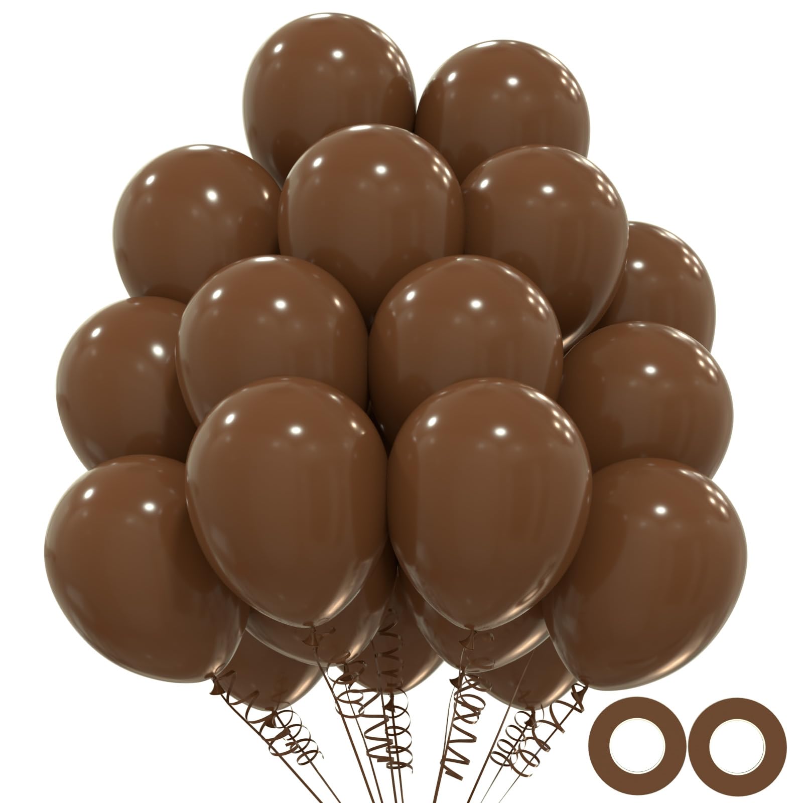 110pcs Dark Brown Balloons, 12inch Coffee Brown Latex Party Balloons, Helium Quality for Birthday Baby Shower Gender Reveal Graduation Party Decorations(With 2 Ribbons)