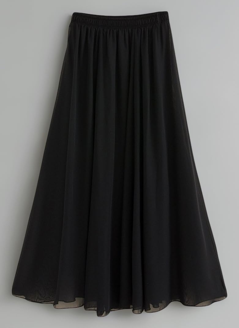 Women's Stretched Waist Chiffon Long Skirts Flowy Skirt