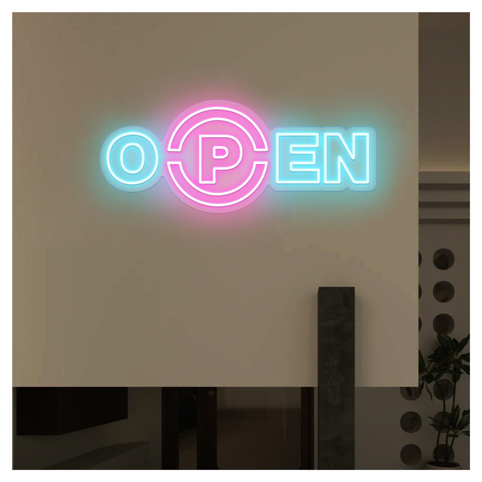 RONGCH Hanging Art Signs Open Welcome Neon Sign,Suitable for Fast Food Shop Personalized Decor with Dimmable 58cm(A)
