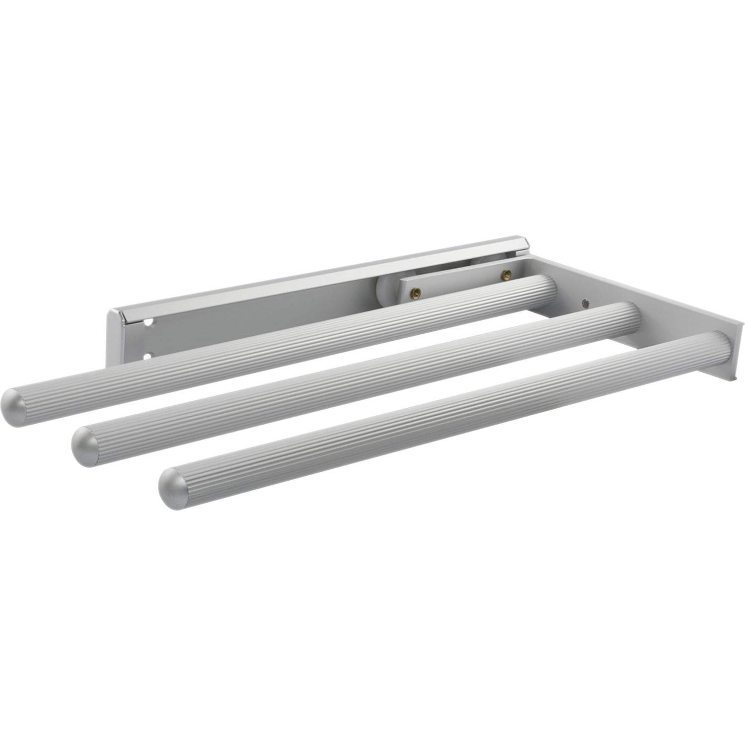 OBF Grimme Pluto 03 0357 47 Silver Matt Anodised Tea Towel Holder (Towel Rail) Extendible 3-Arms for the Kitchen ET 325 mm Aluminium