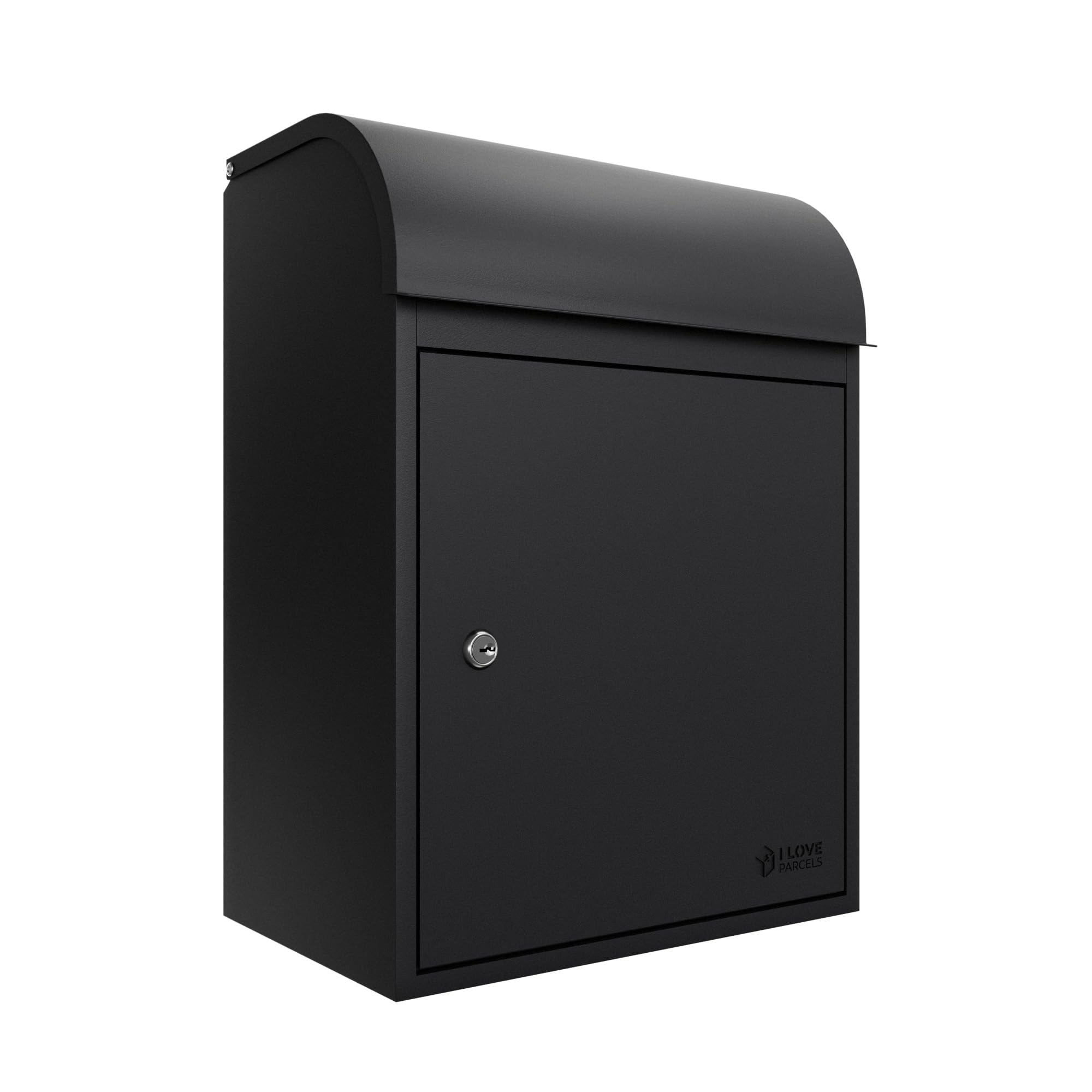 Iloveparcels Black Fulham Premium Small Parcel Drop Box. Waterproof Safe & Secure Delivery Parcel Box Outdoor, Delivery Box, Post & Letterbox With Anti Theft Key Lock Mounted To Wall Pale Ral 9005