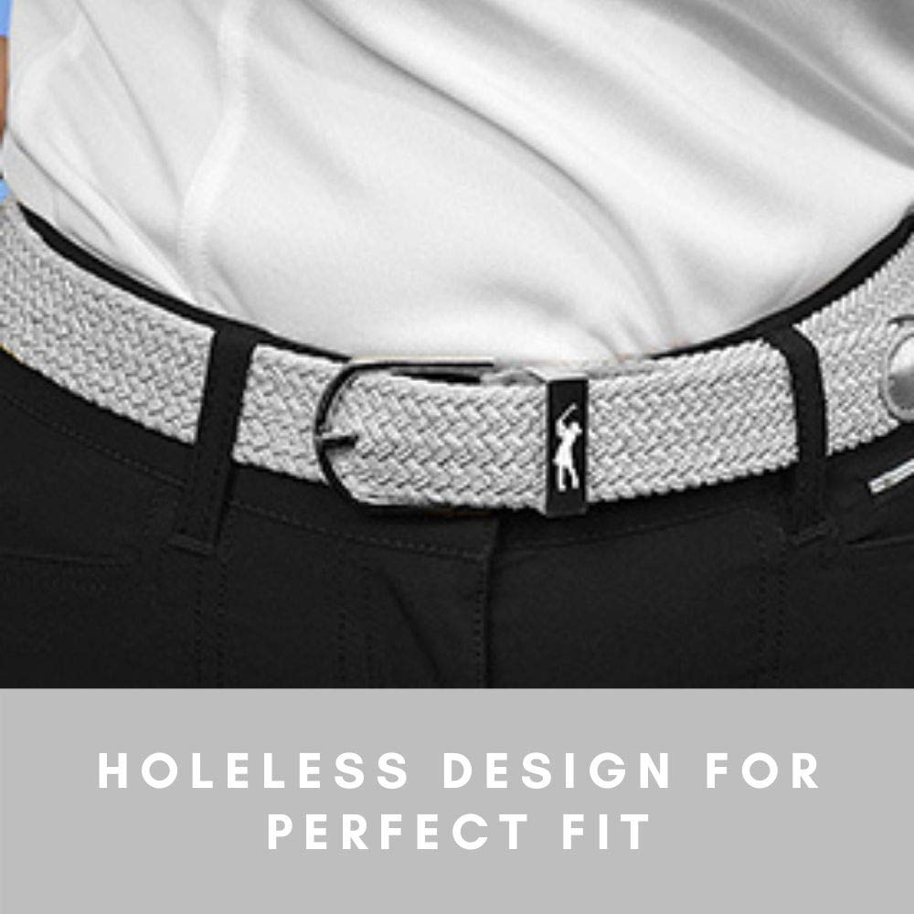 Surprizeshop Ceinture en toile tissée super extensible | Émaillé à la main sur la boucle | Ceinture de golf pour femme | Taille unique 36-44 | Pointe en polyuréthane renforcé