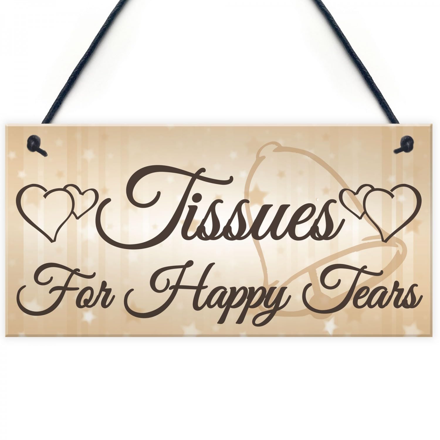 Signs Plaques Shabby & Chic Wedding Sign Present Tissues Happy Tears Plaque House Decor