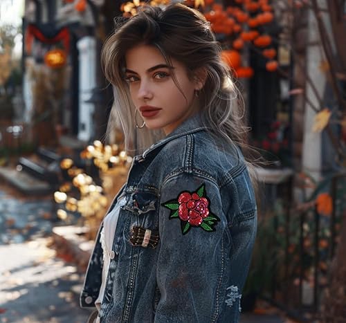 Miniatura 9 de Parches termoadhesivos de lentejuelas para disfraz de Halloween para chaqueta, rosa, cabeza de tigre (amor)