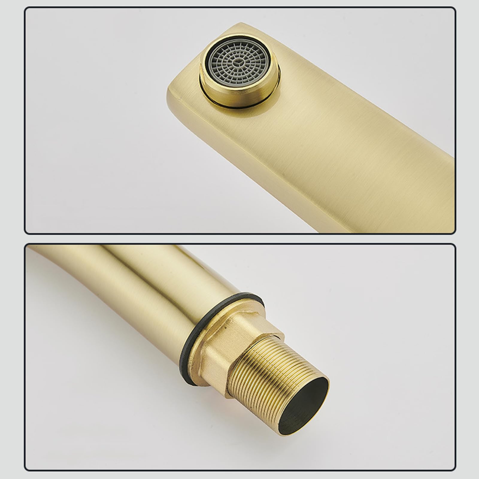 Mischbatterie Waschbecken Bad Armatur Waschbecken Hoch Einhebelmischer Einloch Einloch Warm Und Kaltmischung Aus Kupfer,Gebürstetes Gold,hoch