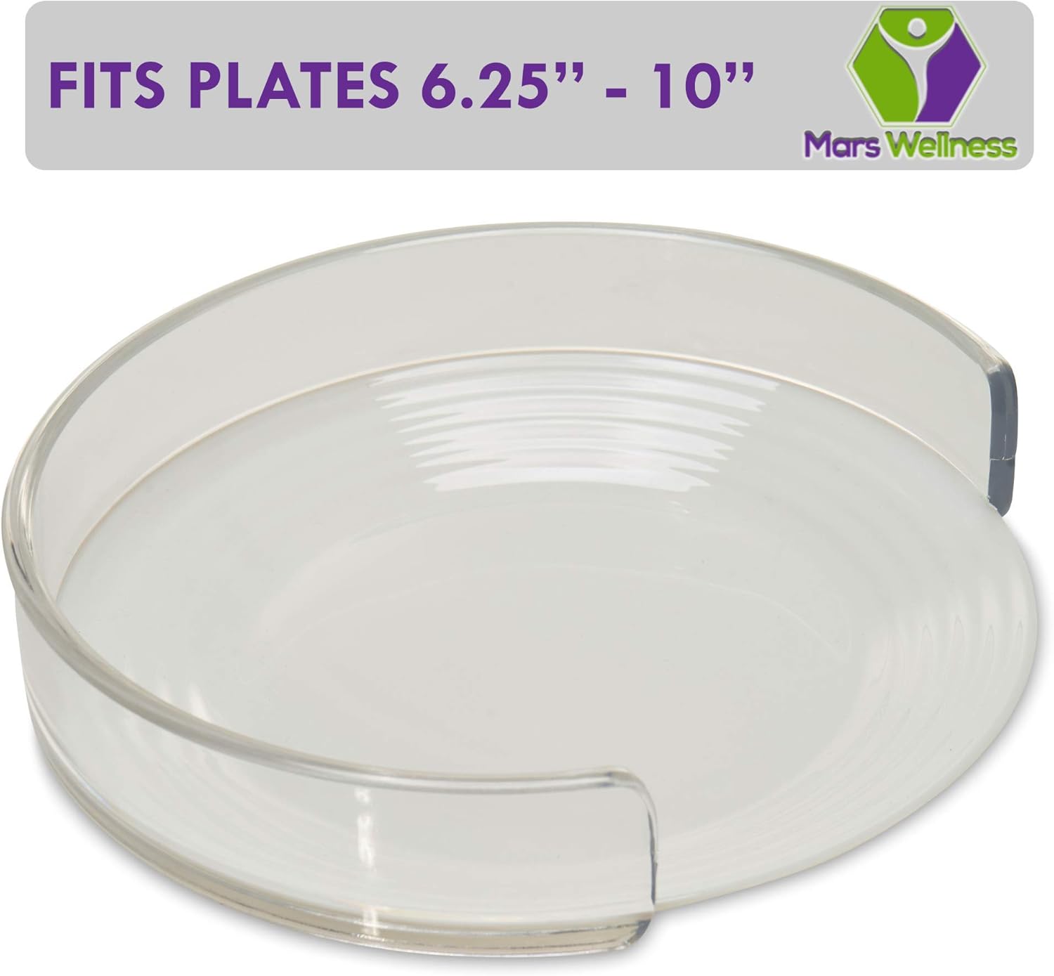 Mars Wellness White Food Plate Guard - Reusable Snap On Ring fits 7.5" - 11.75" Plates - Kitchen Living Aid to Prevent Spills - Microwave Dishwasher Safe - Disabled, Elderly, Handicapped : Health & Household