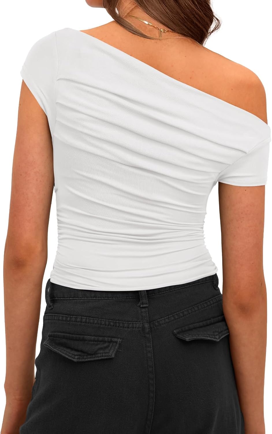 Darong Women's Summer Cap Sleeve Boat Neck Off Shoulder Top Going Out Slim Fit Tops Y2K Tight Shirts - Image 2