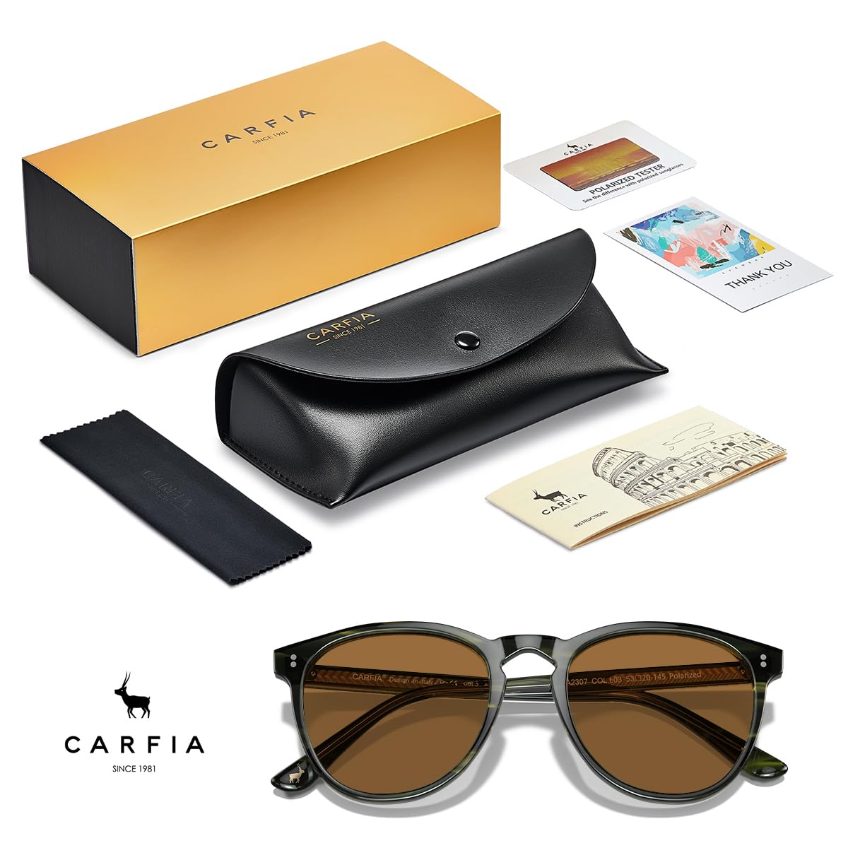 CARFIA Schicke Polarisierte Sonnenbrille für Herren Damen UV Schutz