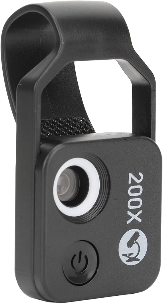 Phone Microscope, 200X Microscope Mini Microscope with Light, Portable Digital Microscope Camera Attachments for Smartphone Accessories (Black)