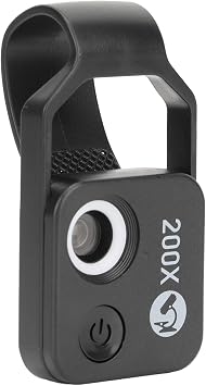 Phone Microscope, 200X Microscope Mini Microscope with Light, Portable Digital Microscope Camera Attachments for Smartphone Accessories (Black)