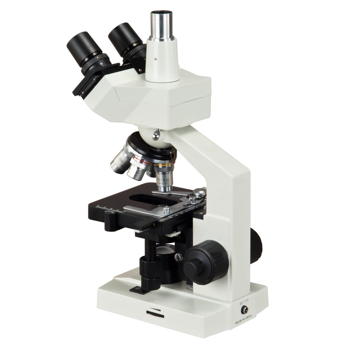 AmScope M83EZ OMAX 40X-2500X LED Lab Trinocular Compound Microscopio con Mesa mecánica de Doble Capa