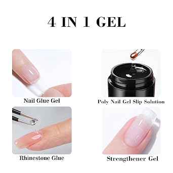 Vishine Nail Tips Gel Glue, Rhinestone Glue Gel,Poly Nail Gel Slip Solution,Strenthener Gel,Nail Extension Gel, Nail Art Gel PainPatch Glue, Glue for Press On Nails for Nail Easy DIY at Home 15g
