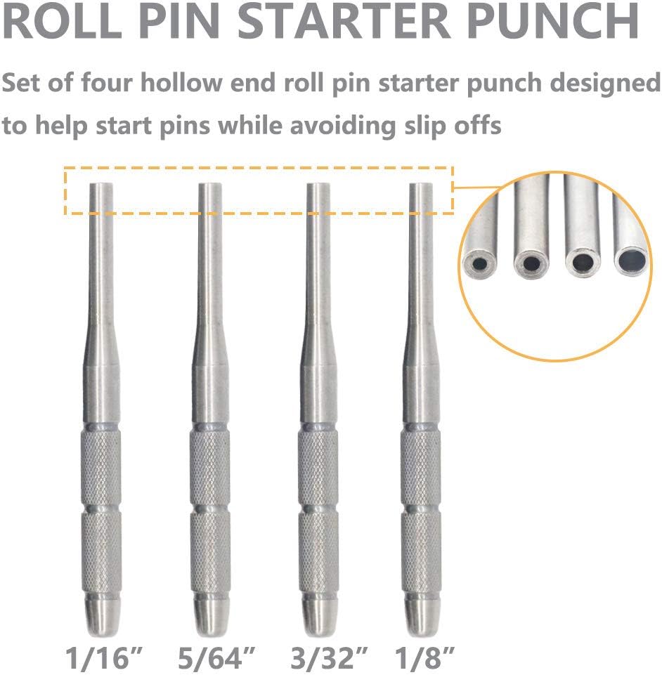 WHLLING Punch Set, Roll Pin Starter Punch, Made of Solid Material Including Steel Punch and Hammer, 21-Pieces Hammer and Pin Punch Set with Organizer Storage Container - - 