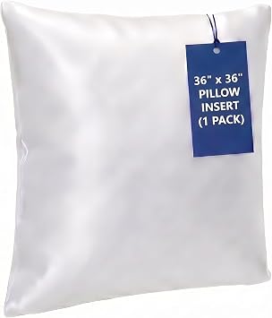 WINGLAM 36"x36" White Square Throw Pillow Insert, Down Alternative, 1 Pack