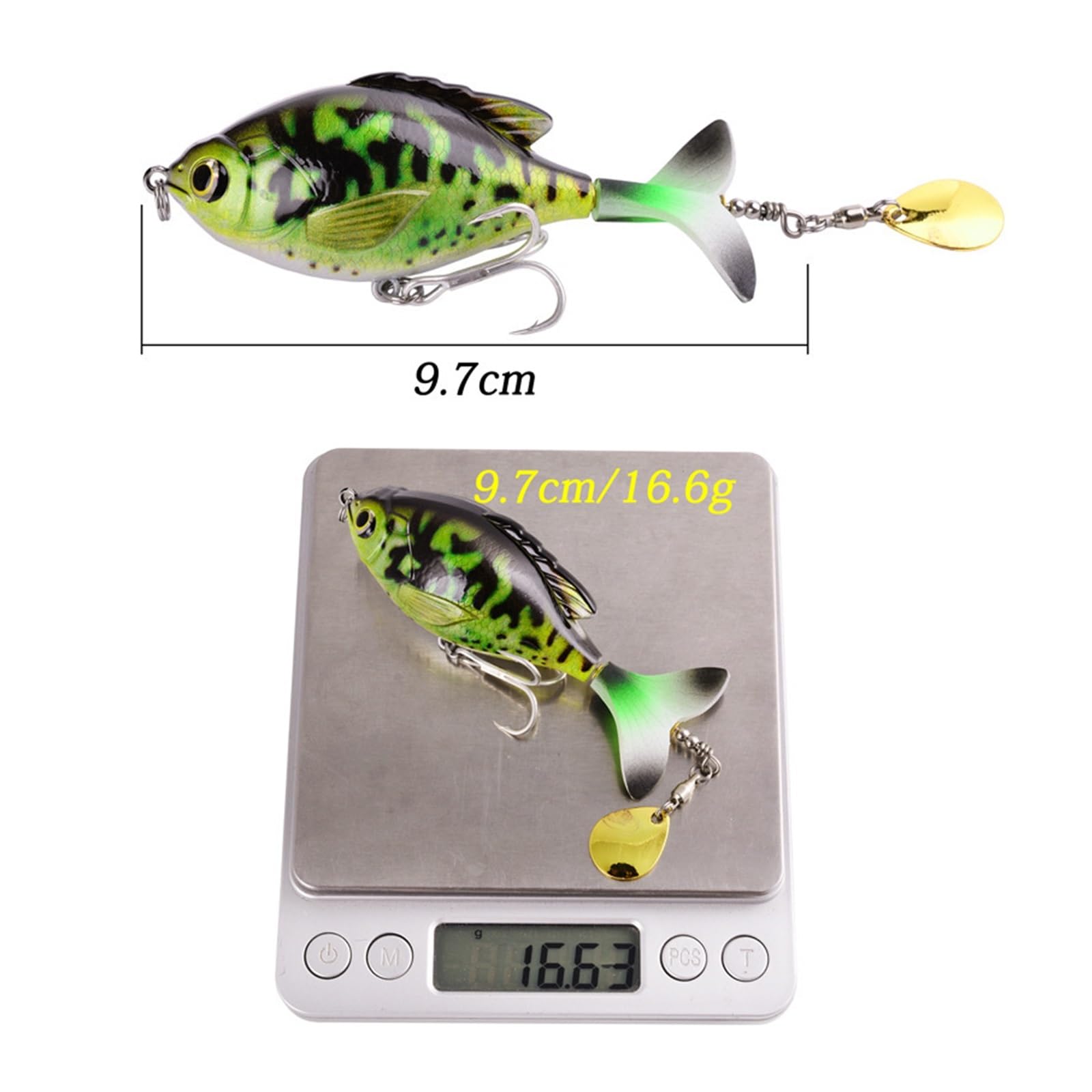 INEOUT 5 Pièces Spinner Leurre De Pêche 9.5cm 16.5g Popper Wobblers Queue Rotative Topwater Manivelle for Truite Brochet Matériel De Pêche