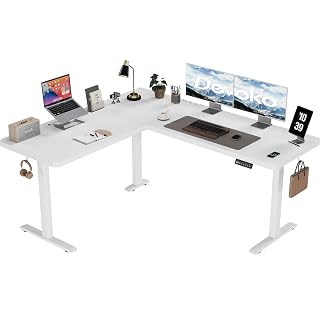 Devoko Höhenverstellbarer Schreibtisch L Form, 160 x 140cm L-förmig Schreibtisch Höhenverstellbar Elektrisch, Eckschreibtisch Ergonomischer Steh-Sitz Tisch Computertisch (Weiß) - Amazon product rated Grade B