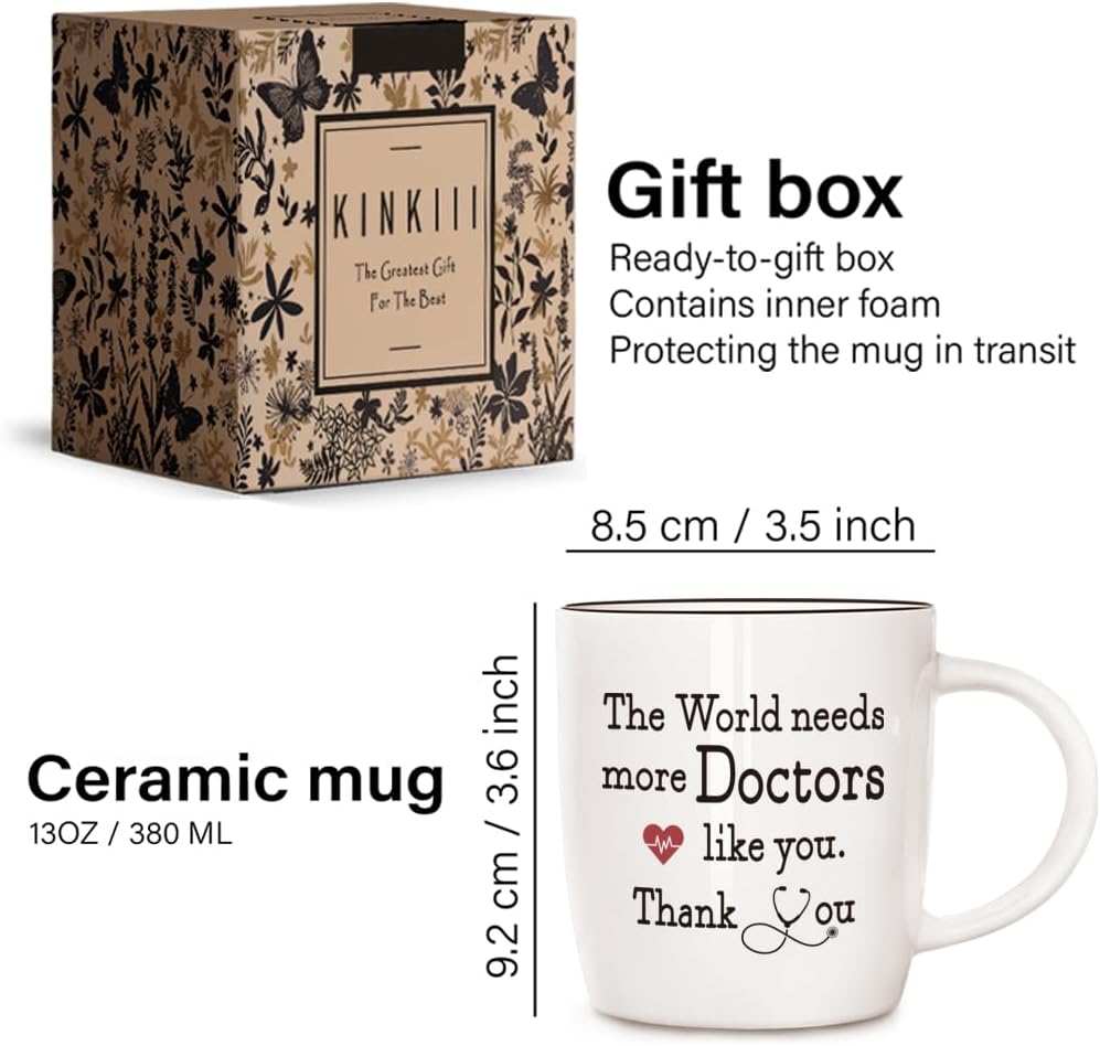 Heart-Warming Thank You Coffee Mug Gift for Doctors, The World Needs More Doctors Like You Inspirational Coffee Mug, Unique Thanksgiving Christmas Gifts for Physicians, Nurses, Veterinarians, 13oz