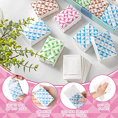 Panelee 120 Pack Travel Tissue Packs 3 Ply Individual Tissue Packs Geometry Pocket Tissues Bulk Soft Facial Tissues Small Mini Tissues Packs For Gift Wedding Party Daily Use 840 Sheets (Light Color) #TOP5