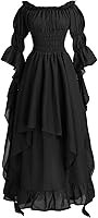 Vista 47 de NSPSTT Vestido victoriano, disfraz renacentista para mujer, vestido de bruja gótico, vestido de boda medieval