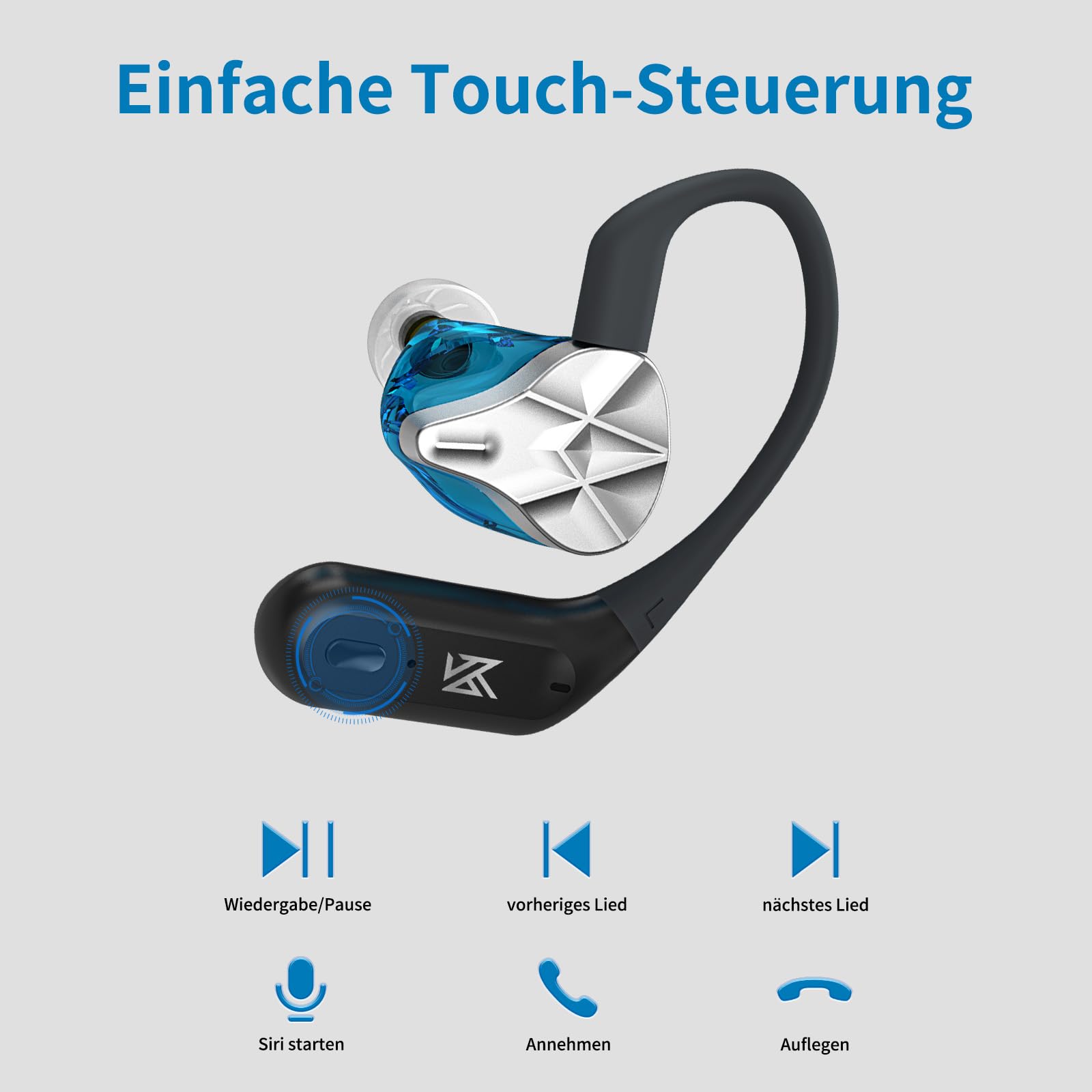 KZA COUSTICS AZ09 PRO Auricolari Bluetooth Accessori Wireless Adattatore Bluetooth Non incluso Cuffie adatte per KZ Zas Zax ZS10 Pro e altri 0.78 0.78mm 2Pin C-Pin Cuffie