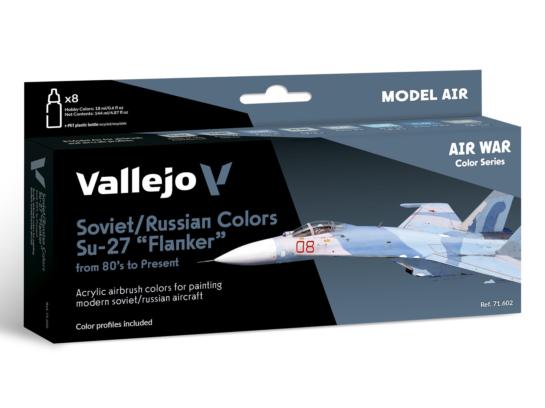 Vallejo 71.602 - Paint Set, Su-27 Flanker, 8 X 17 Ml - New