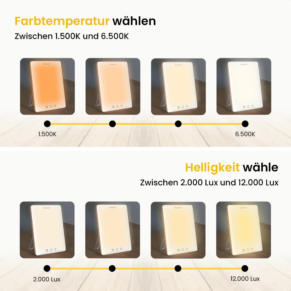 BrellaVio Tageslichtlampe PRO 12.000 Lux UV-freie LED Tageslicht Simulation Lampe mit Tasche