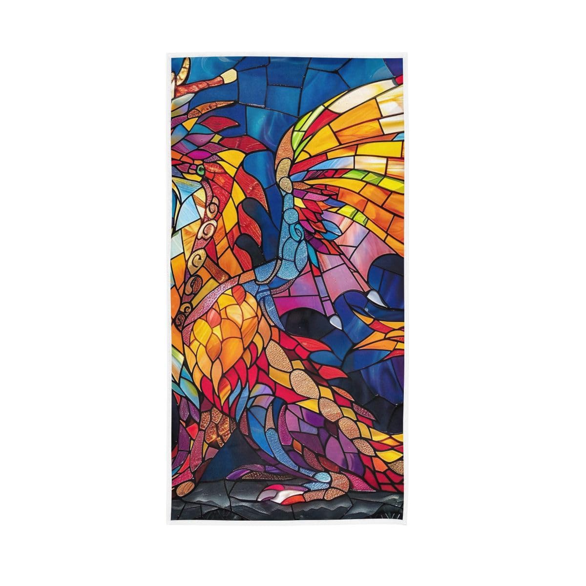 LSRCPD Colorful Glass Dragon Pattern Hand Towel, Multipurpose Cotton Hand Towels for Hand, Face, Hair, Bath 15 x 30 Inches