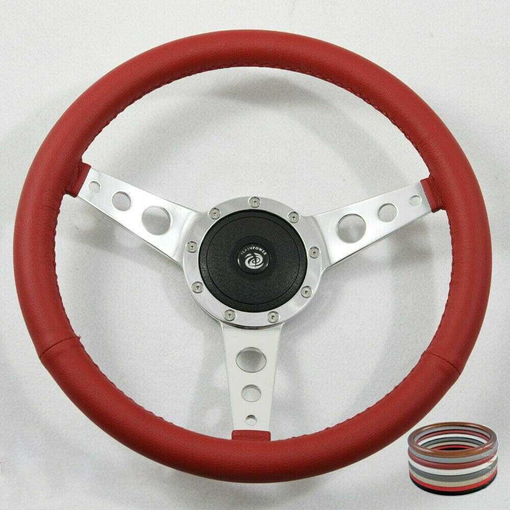 15" Classic Wrapped Steering Wheel 9 bolt with Horn Button-Black