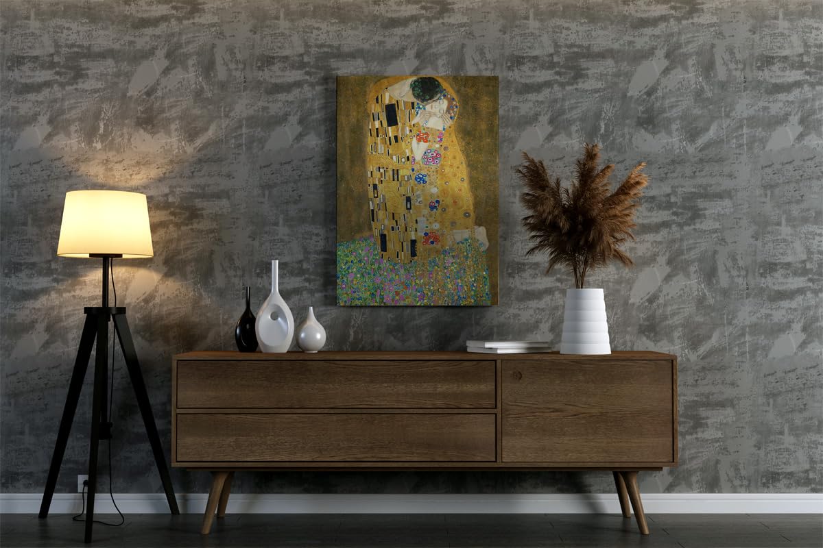 El Beso | Gustav Klimt | Simbolismo | Cuadro Canvas Wall Art | Impresion Giclee lienzo algodon puro | Bastidor 3cm | 70x95cm