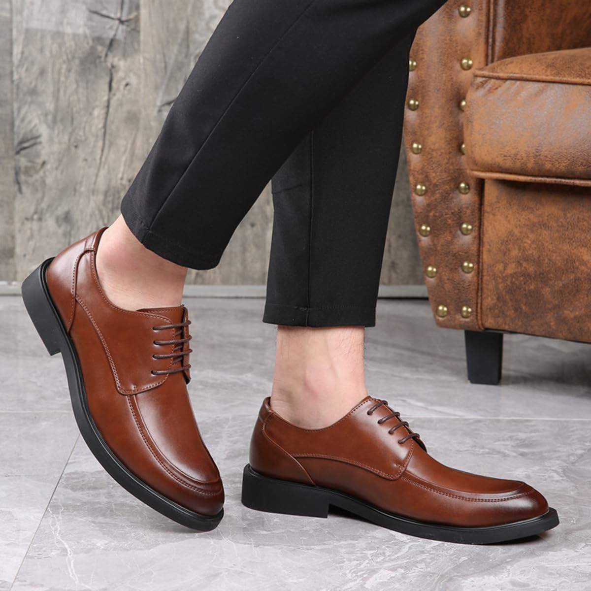 Uomo Scarpe da Derby Eleganti Stringate Francesine Classiche | Scarpe da Uomo Classiche Oxford per Università, Ufficio, con lacci Suola Antiscivolo, Comode da indossare tutti i giorni