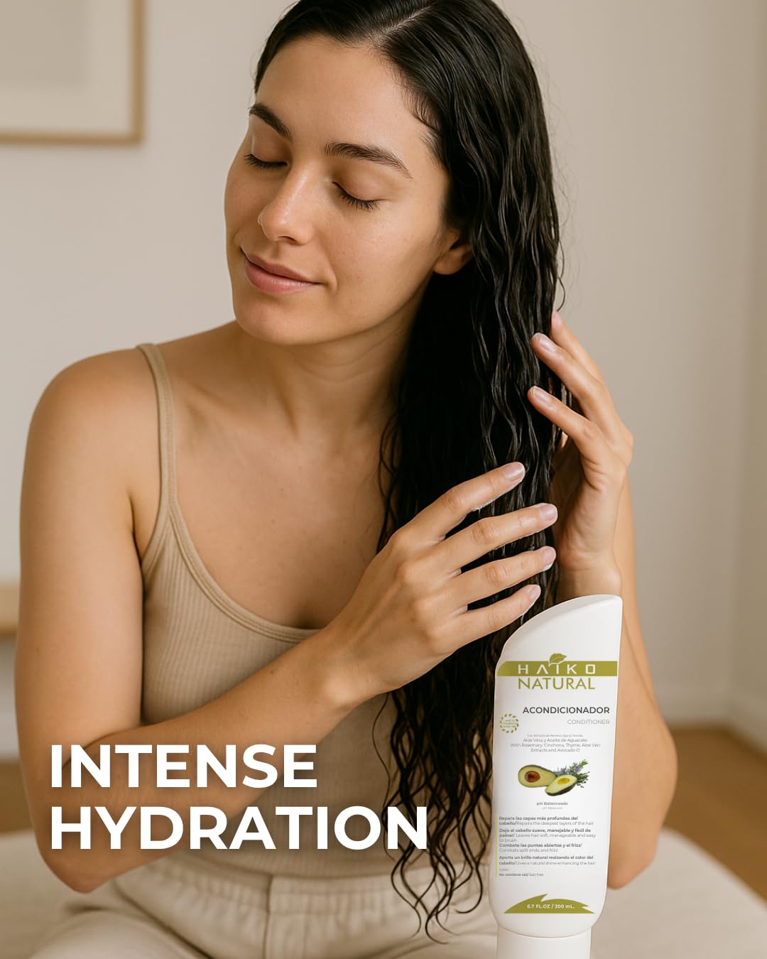 Hydrating & Repairing Conditioner with Avocado Oil, Aloe Vera, Rosemary, Quina & Thyme Extracts. Fights Frizz & Split Ends, Enhances Shine. Salt & Paraben Free - 6.7 FL.OZ / 200 mL