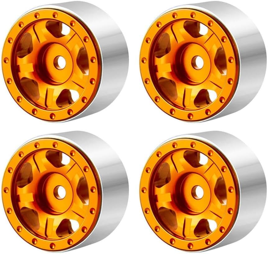 4PCS 1.0インチメタルビードロックホイールリムソフトラバータイヤを備えた50mm 54mm 14スケールRCクローラー車のよう