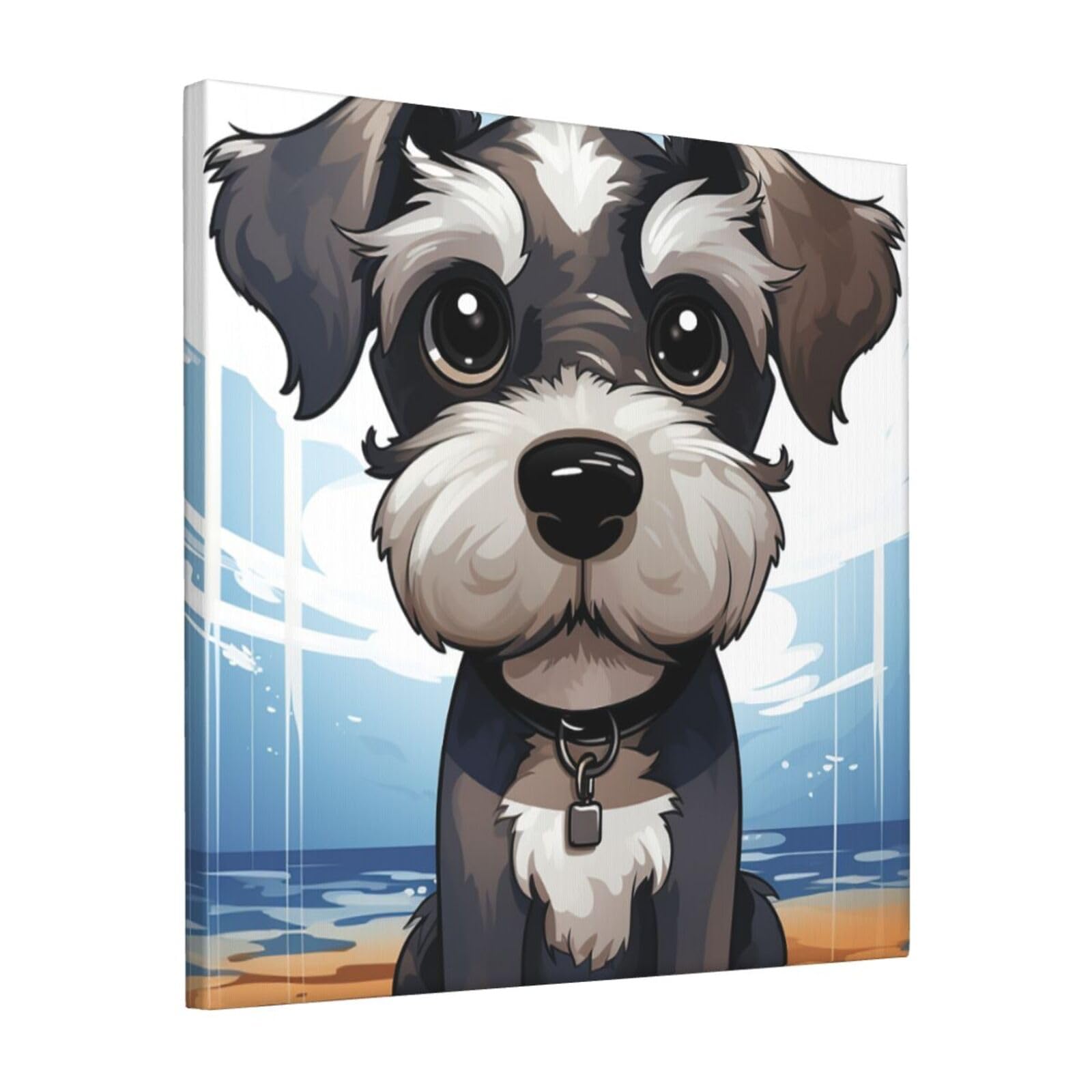 KLOPH adorable schnauzer Canvas Wall Art for Living Room 12"x12" Modern Artwork Painting for Bathroom Hanging Canvas Prints Aesthetic Wallart for Bedroom Kitchen Office Wall Decor