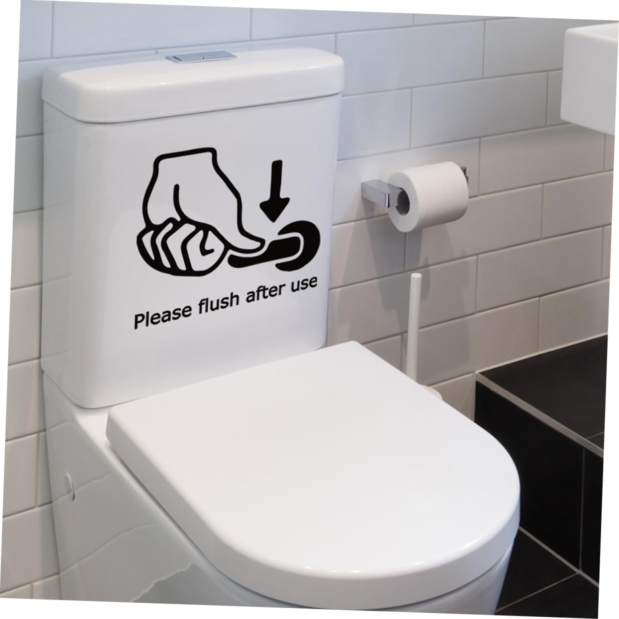 Amosfun 2sheets Warning Wall Stickers for Toilet Seat Lid and Bathroom Decor Self-Adhesive English Sign Decals for Smooth Surfaces Bedrooms and Restrooms
