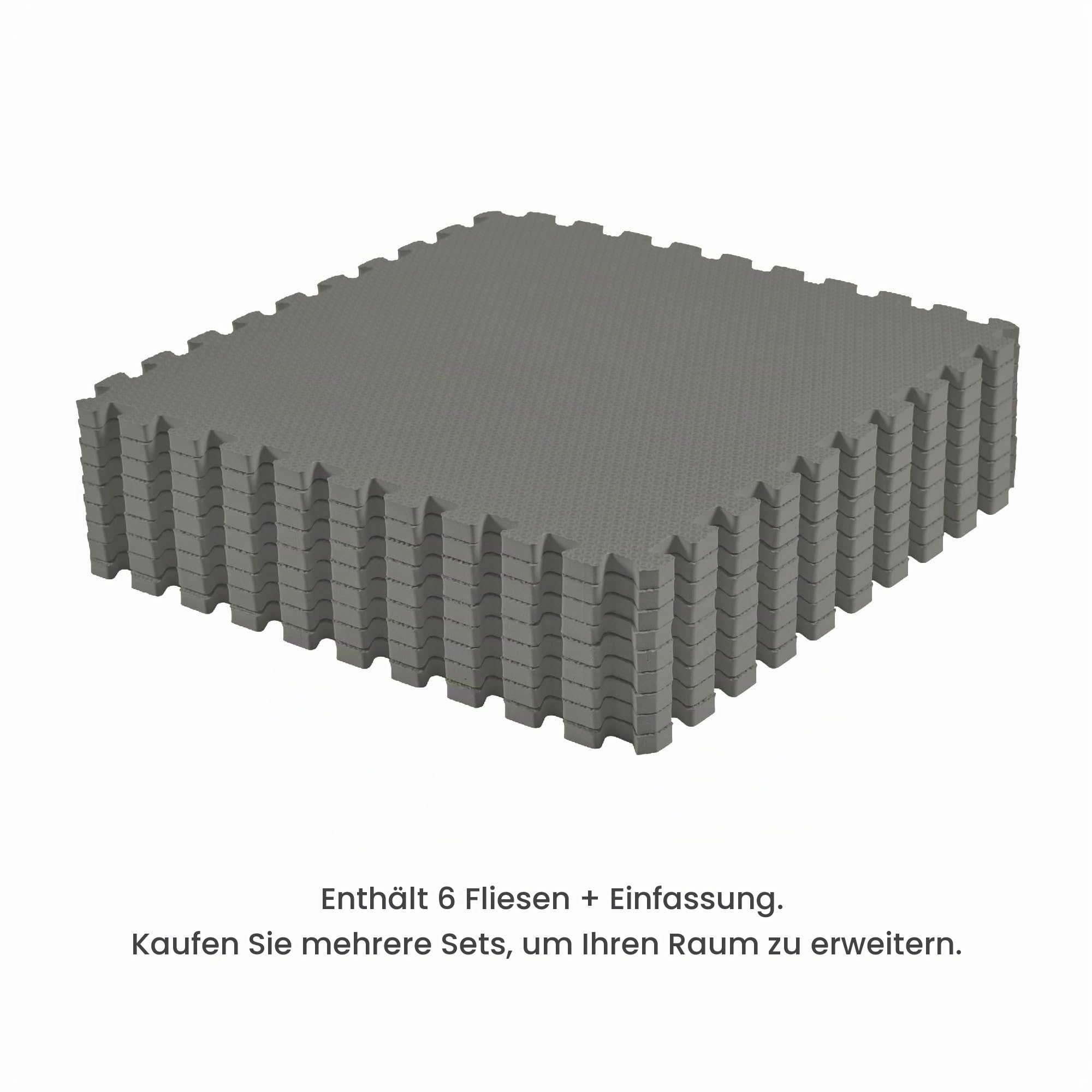 Toddlekind Baby-Puzzlematten, 9-TLG. mit Randteilen, ungiftige Schaumstoffmatten, für Bauchzeit & Krabbeln, neutrale Farben, 45 × 45 cm je Teil, Gesamtfläche: 131 x 131 cm, Storm/Dunkelgrau