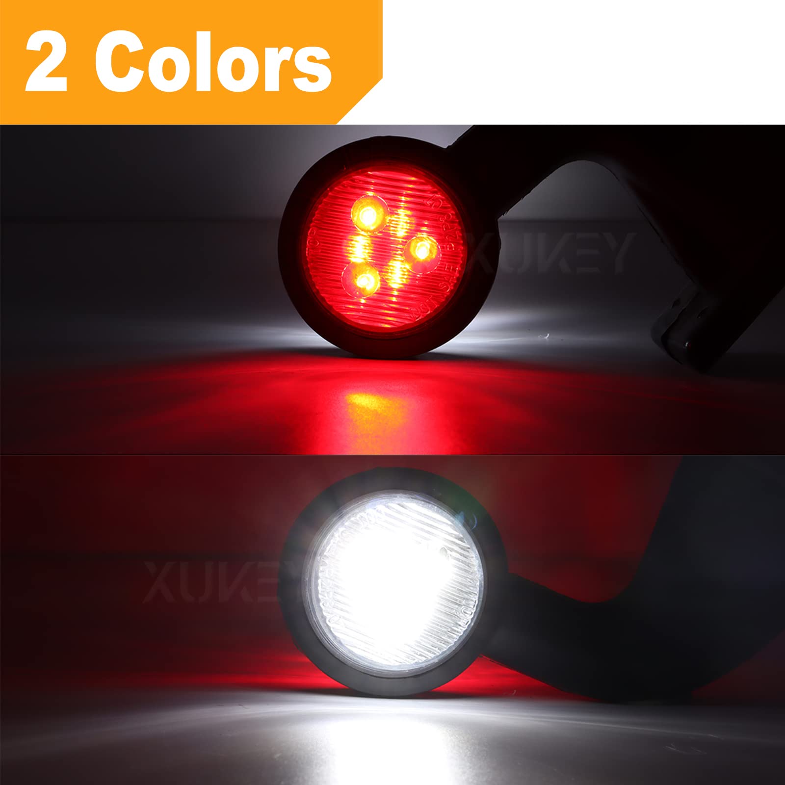 AUTOXBERT 2pcs Ellbogen Begrenzungsleuchten Positionsleuchten 12-30V Markierungsleuchten Wasserdichte LED Seitenmarkierungsleuchten Doppelseitiges Warnlicht Weiß/rot Für LKW PKW KFZ Anhänger