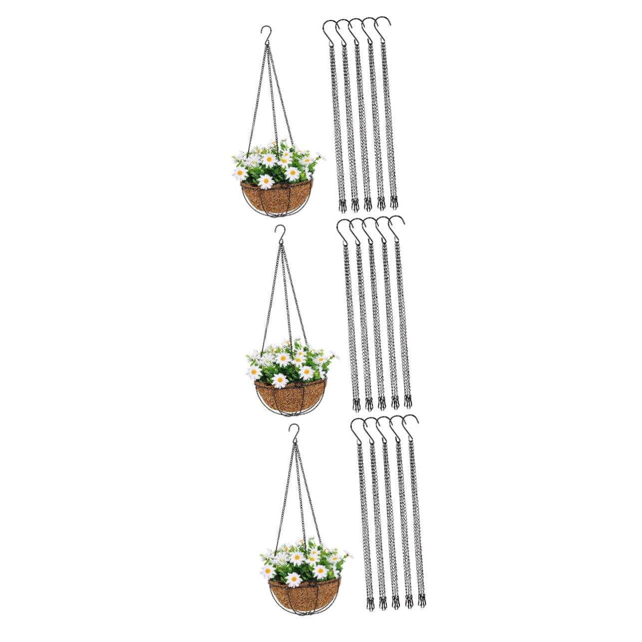 Toyvian 3 Set Fioriere Sospese Ganci Per Piante Mangiatoie Per Uccelli E Decorazioni Da Resistente Agenti Atmosferici 5 Pezzi*3