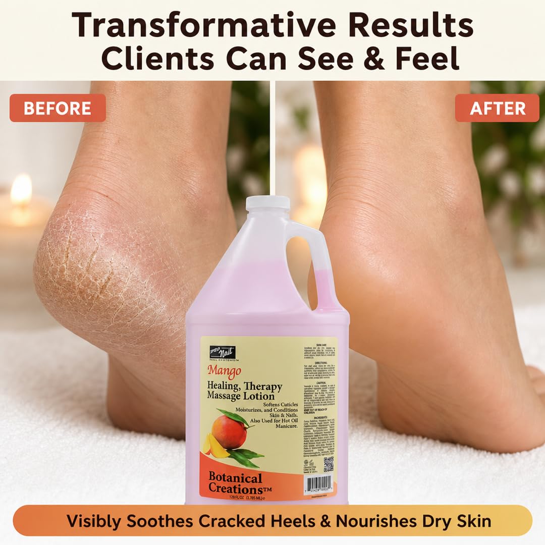 PRONAIL 4-in-1 Massage & Body Lotion – Professional Spa Lotion for Massage, Pedicure, Manicure & Hot Oil Treatments | Sulfate-Free, Cruelty-Free | Dry Skin & Cuticle Care | Mango | 1 Gallon