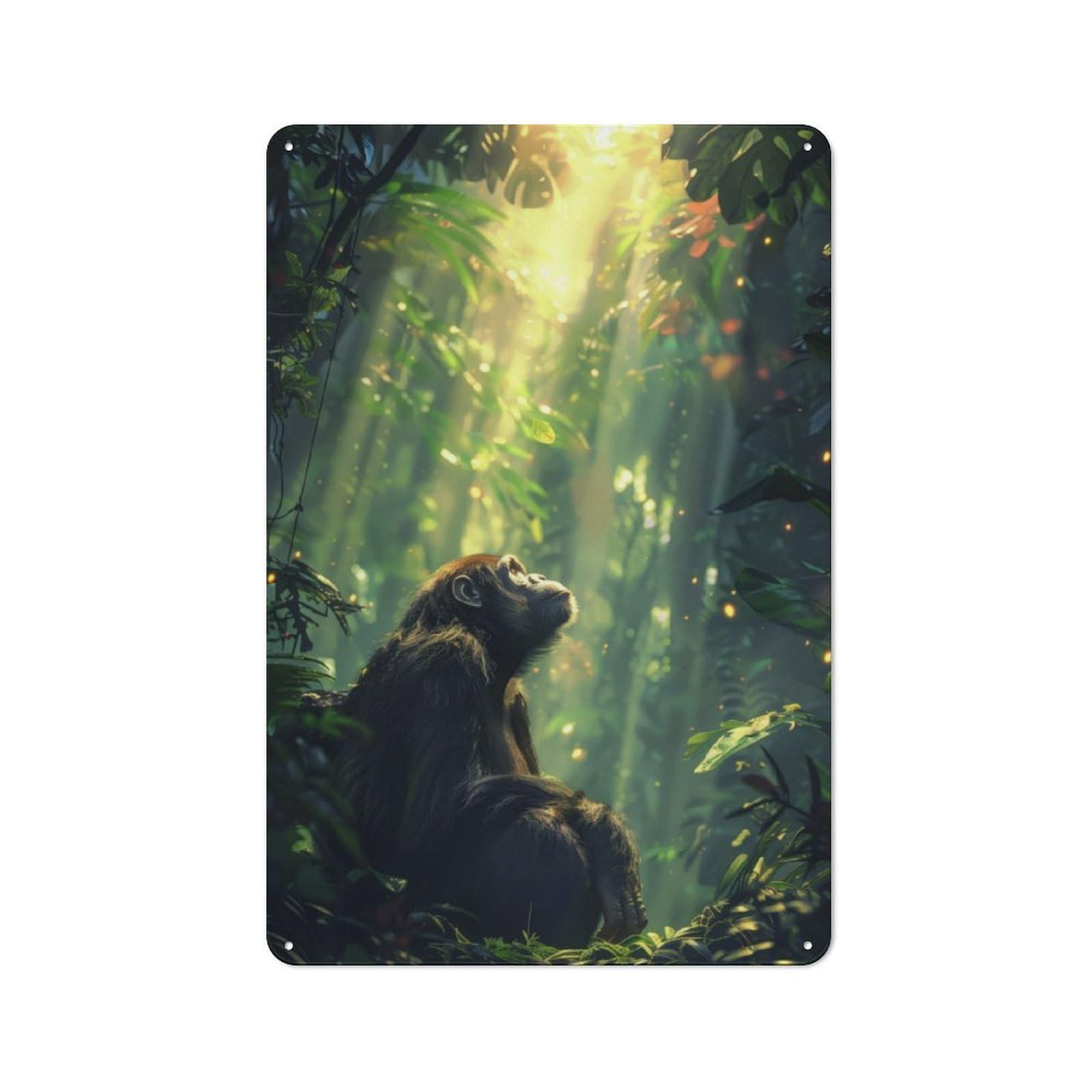 Junmoney Sunlit Tropical Chimpanzee Vintage Metal Plaque 30X20cm For Workshop Wall, For Kitchen And Home Bar Decor, For Home Office And Studio Walls