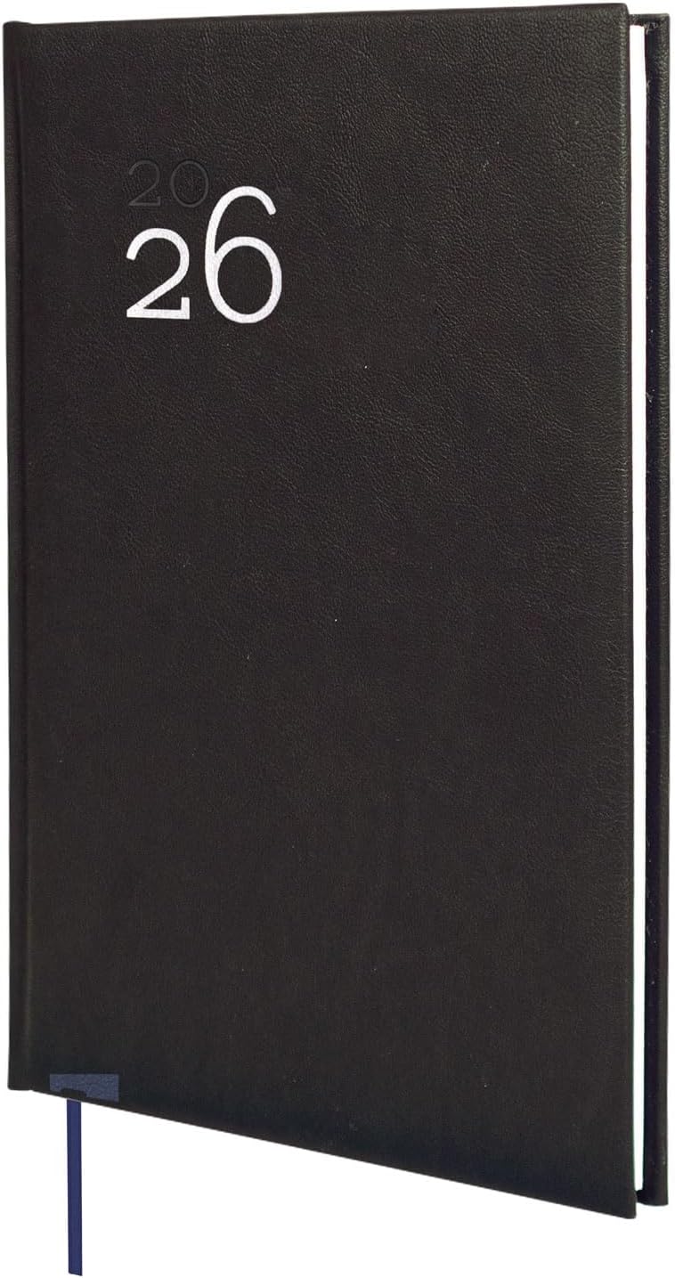 Finocam - 2026 Week to View Calendar January - December (12 months) Year Planner 2026 Hardback Hardback Padded Milano Black Spanish