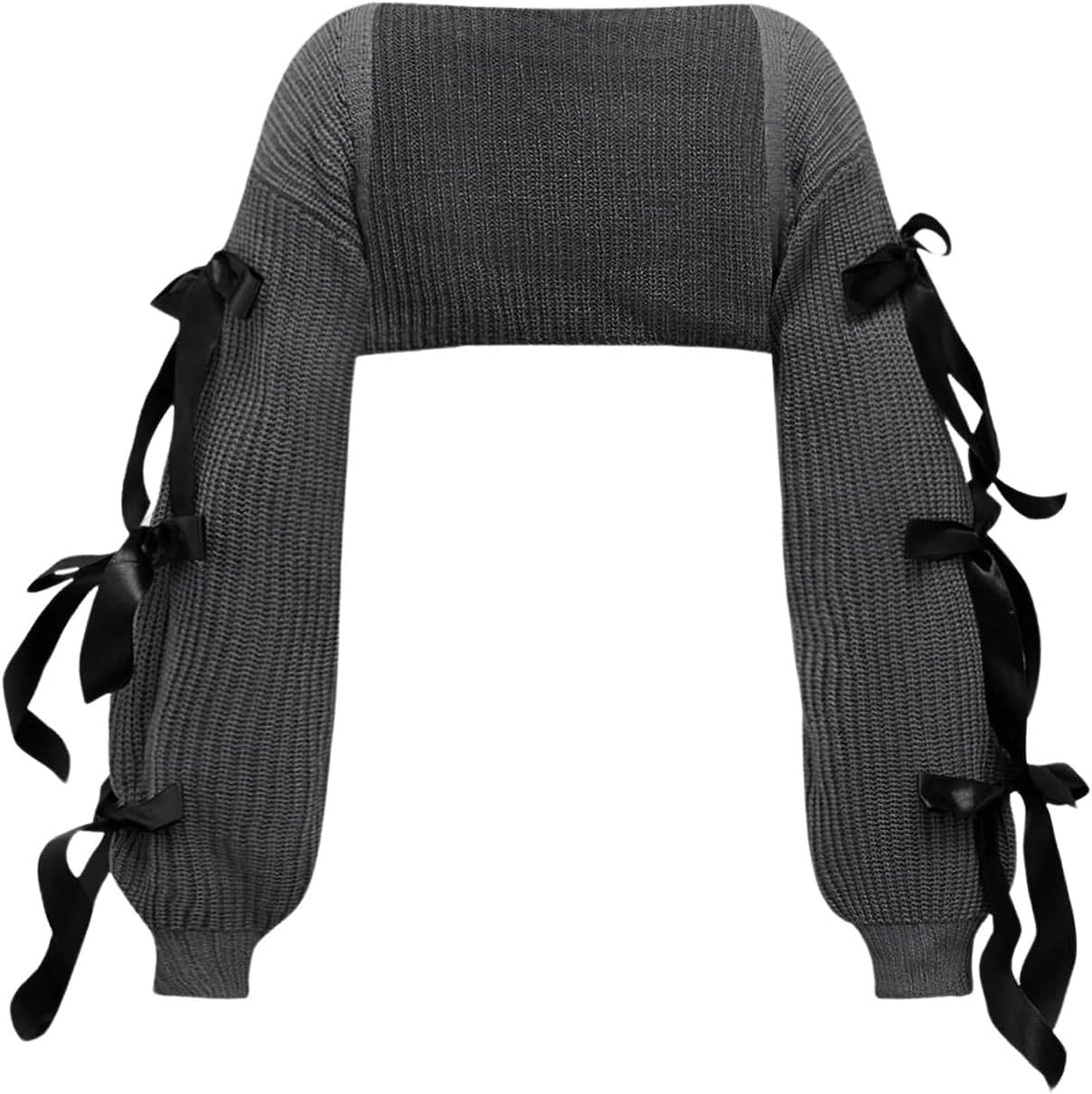 Verdusa Women's Bow Tie Bolero Shrug Crochet Cardigan Knit Cropped Ballet Shoulder Shrug Long Sleeve Sweater