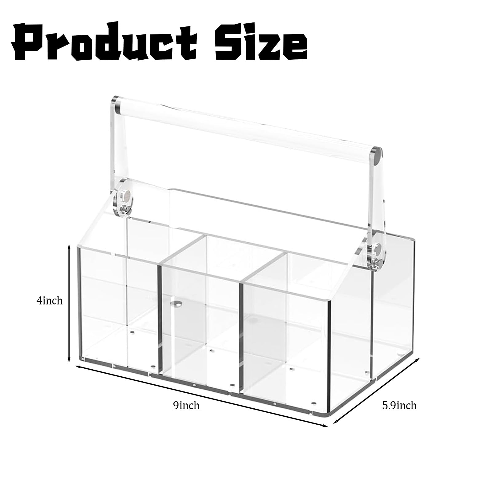 Cestino portaposate in acrilico con 4 scomparti – Porta posate in plastica trasparente per cucina buffet party – Organizzatore portaposate con manico per piatti, posate tovaglioli
